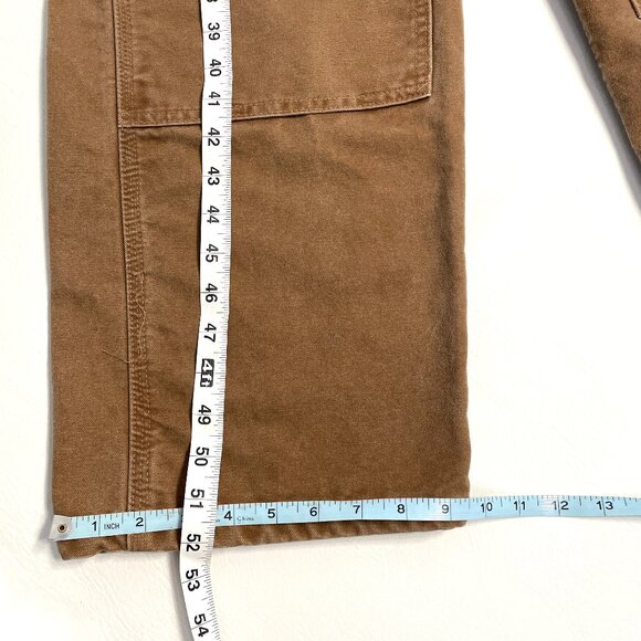 Carhartt Overalls Men’s 30x30 Duck Canvas Bib Double Knee Flannel Lined R42 BRN - Picture 9 of 16